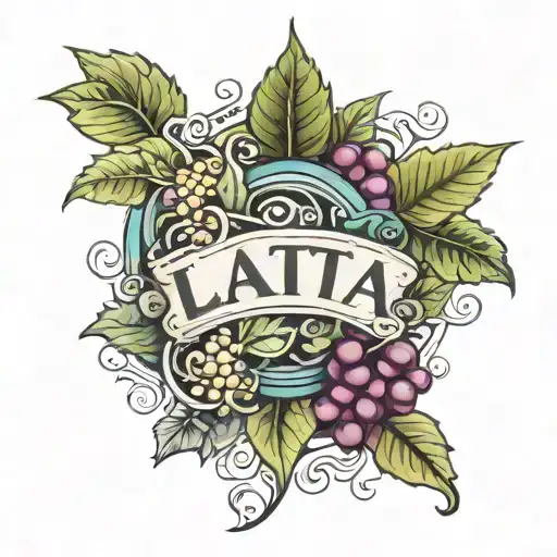 Word Lata With Leaves And Wines Across