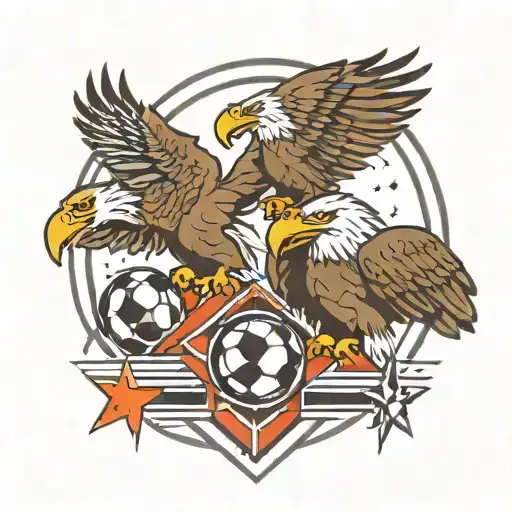 2 Eagles A Soccer Ball And Stars With Stripes Plus Geometric Figures