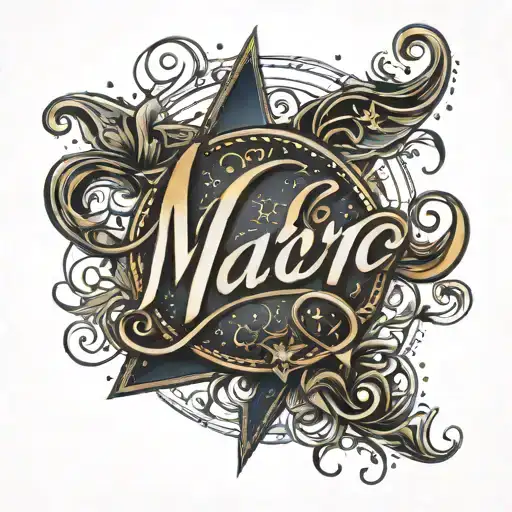 The Word Marc Dehetre In Semi Cursive Style With Stars In The Backround