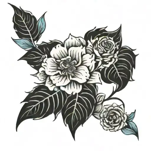 Flower Large Black Leaves