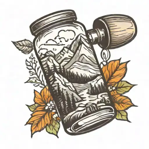Mountain Scene In Pill Bottle