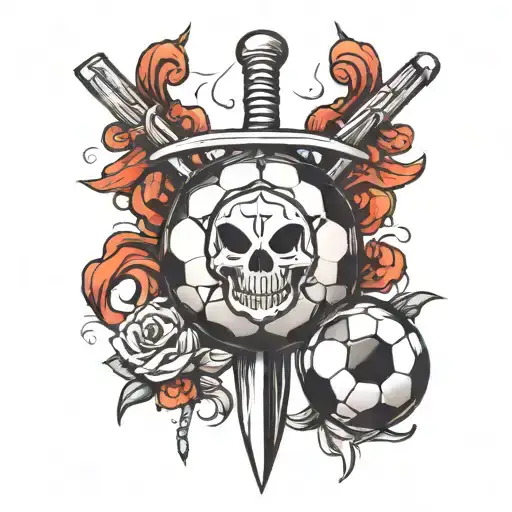 Soccerball And Sword In The Middle