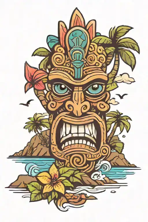 Tiki Head Cliff Overlooking The Ocean