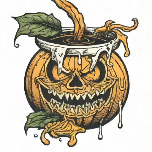 A Poorly Drawn Pumpkin With Caramel Being Poured On Top