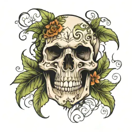 Skull And Leaves