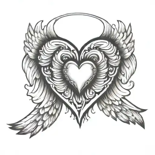Heart With Angel Wings Spread Wide