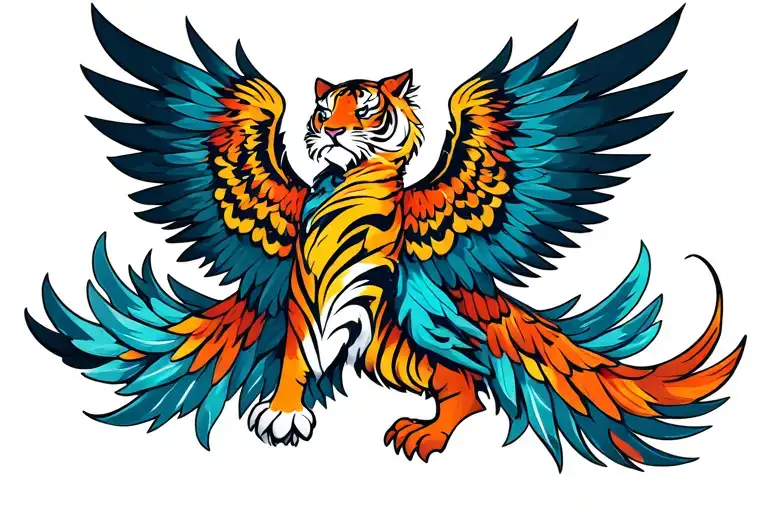 Tiger And Phoenix On The Wings