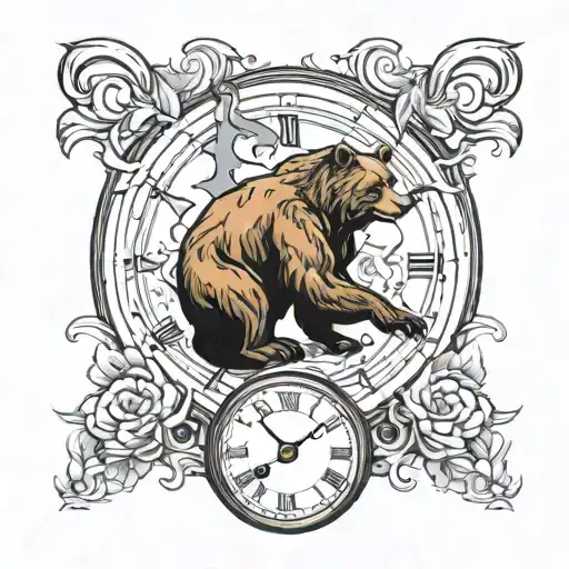 Bear Inside Of Clock