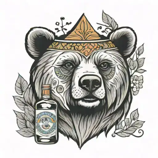 Bear Head Bottle Of Vodka Balalaika Matryoshka