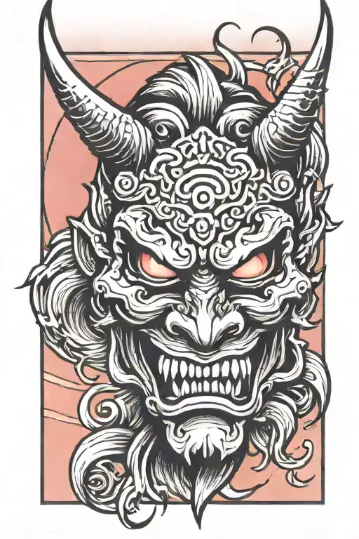 Oni Mask Admiring A Sunset Background