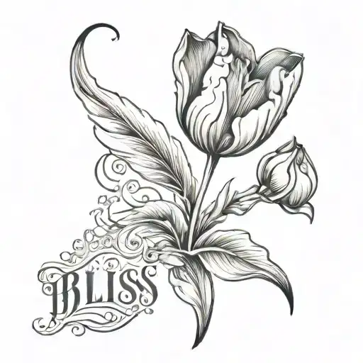 Tulip With The Word 'Bliss'