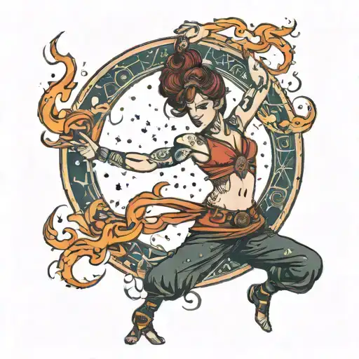 Fire Dancer With Universe Backround Holding