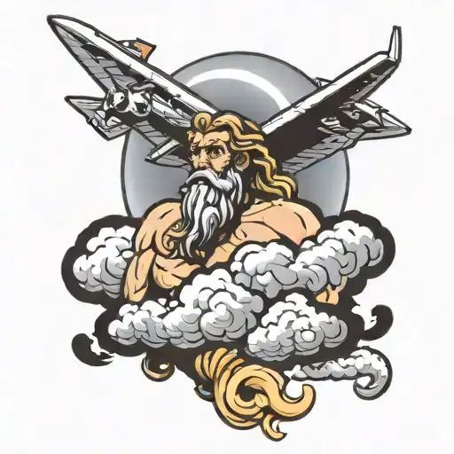 Zeus And Airplane With Clouds
