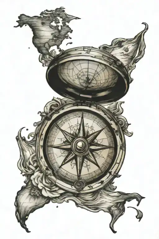 Sailing Compass World Map Outline