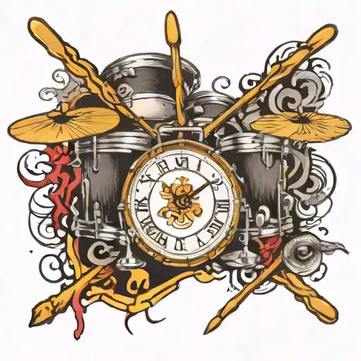 Snare Drum With Drumsticks Like Clock Hands