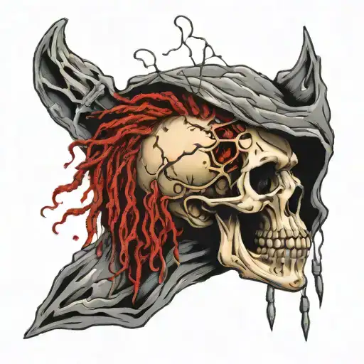 The Hole Is Like A Wound With A Man In A Skull Mask And Dreadlocks Inside Tattoo