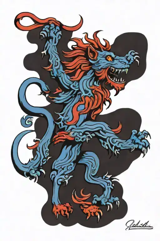 Scottish Lion Rampant In Red With Blue Eye
