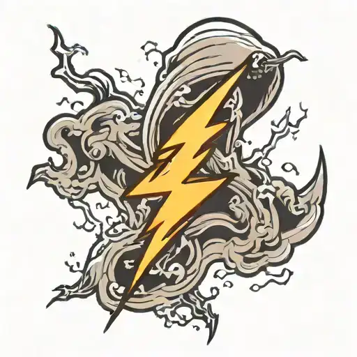 Ghost With Lightning Bolt Symbol Tattoo