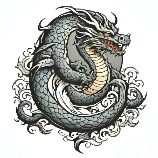 Dragon Who Jumps Out Of The Water In Front Of A Moon