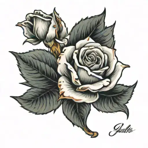 The Words Sahlo Falina With A Dead Rose Under Or Near