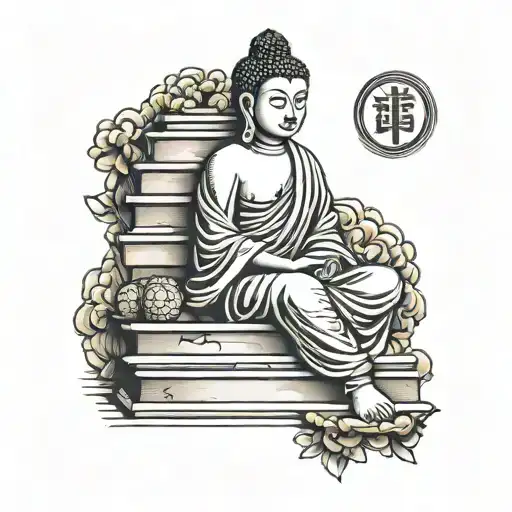 Gautama Buddha Sitting On The Stairs