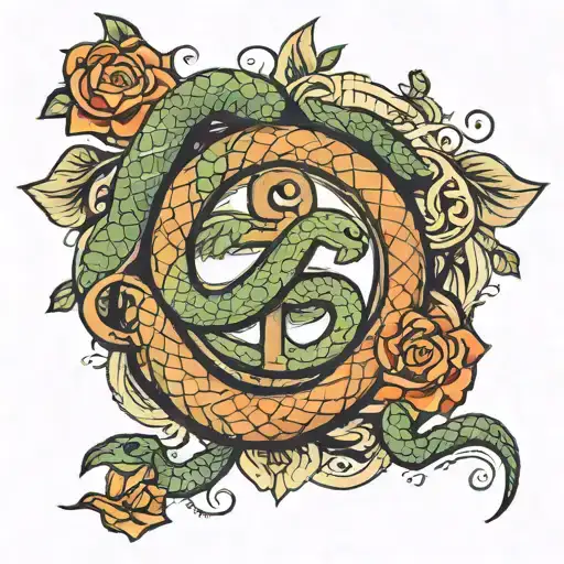 Snake Over Peace Symbol Combined