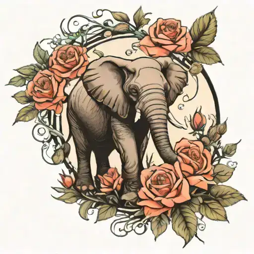 Roses Elephant Forest Scene With Hidden Animals