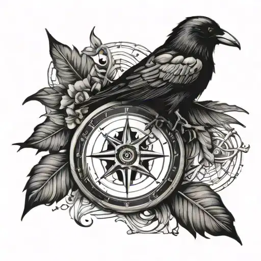 Raven And Viking Compass