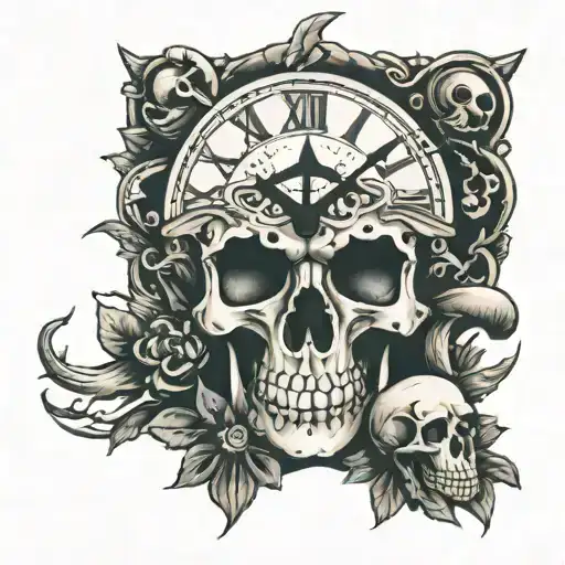 Clock Cross Skull Mushrooms
