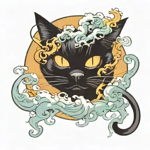 Black Cat With Smoke Coming