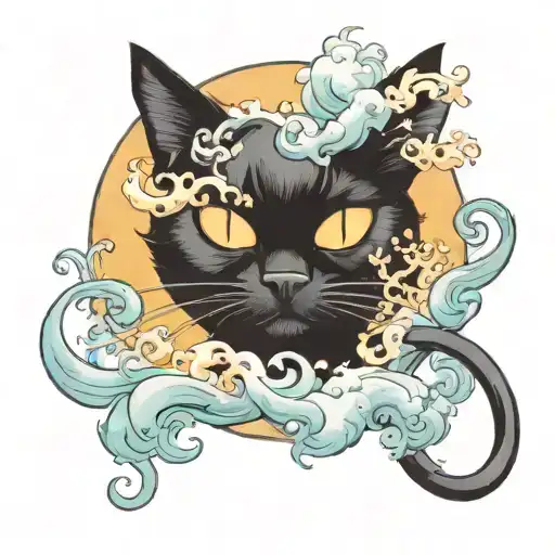 Black Cat With Smoke Coming Back