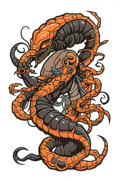 Black Girl Scorpion Intertwined