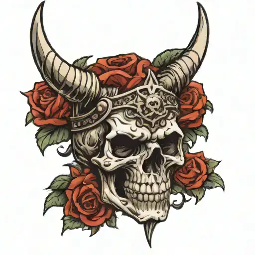 Skull An Pagan God Thunder Tattoo