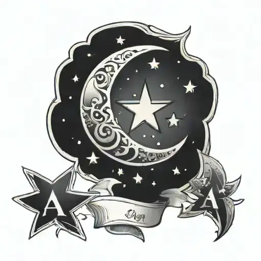Moon And Stars With Ataturk Letters