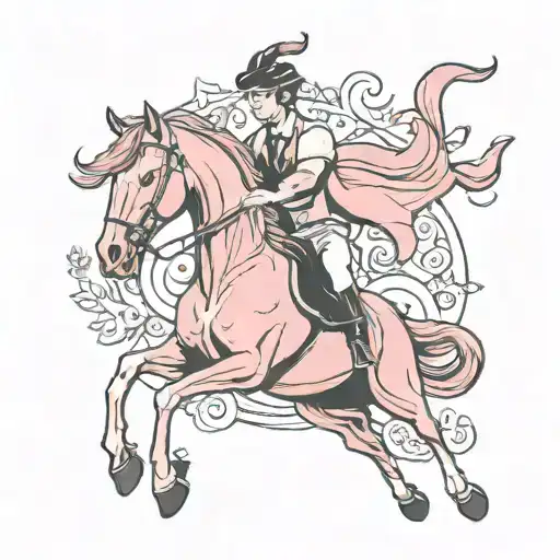Pastel Pink Horse Jumping