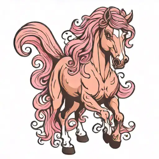 Horse With Wavy Pink Mane And Blue Eyes