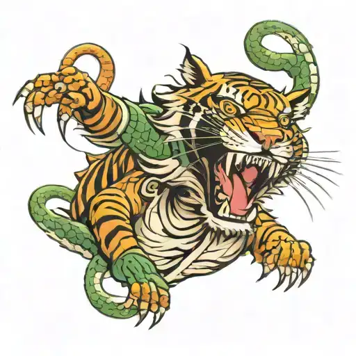 Tiger Fighting Crocodile