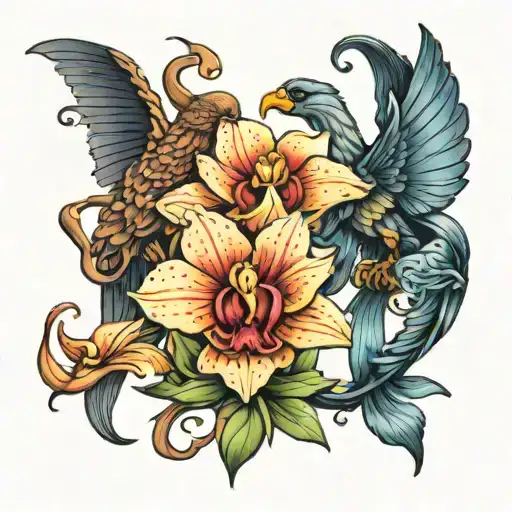 Eagle Orchid Scorpion Brittany And Aquarius