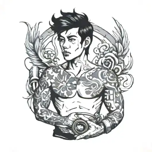 Boy With Black Hair In Tube Top