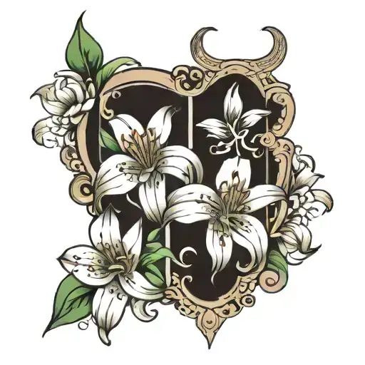 Vertical 444 With Lily Flowers Growing