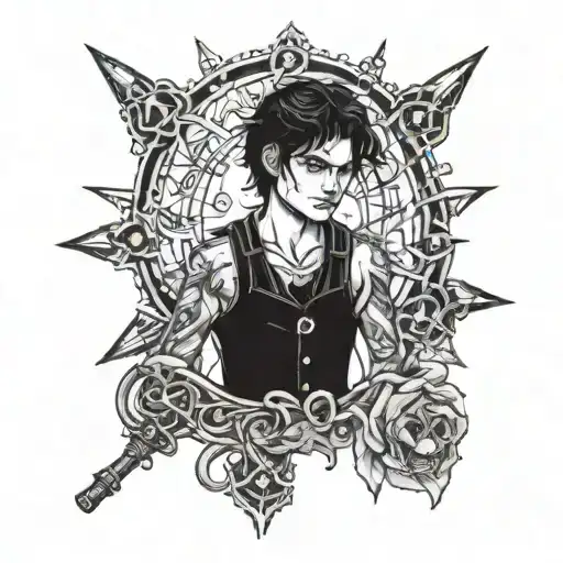 Boy With Black Hair And Dark Blue Eyes Wearing Rotten Clothes