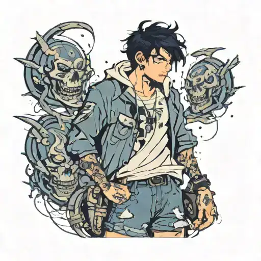 Boy With Black Hair And Dark Blue Eyes In Shorts And A Torn Pullover