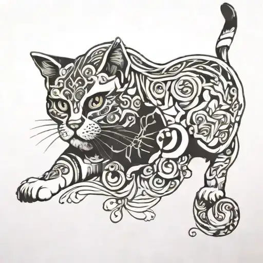 3D Tattoo Cat