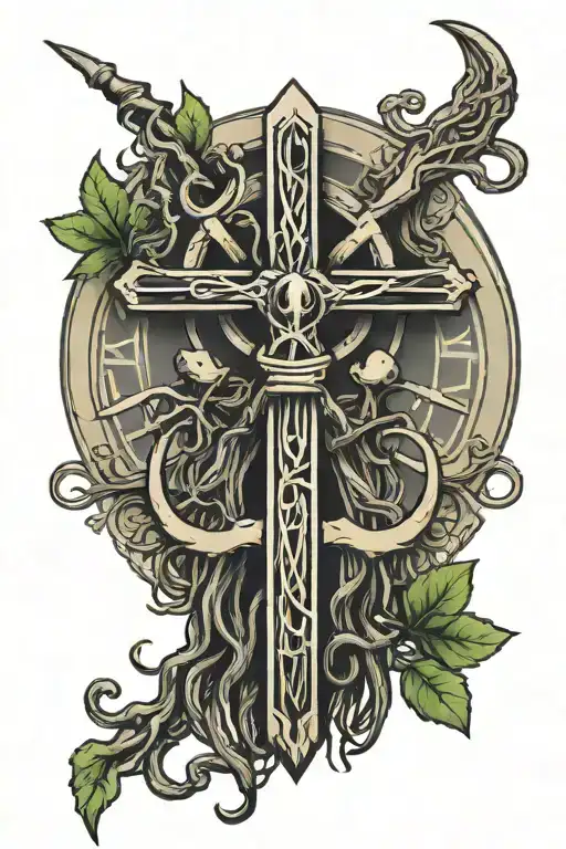 Ankh With Dreadlocks And Roots Reaching Deep