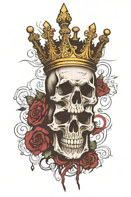 Skull With Crown And Name In The Middle Vertically