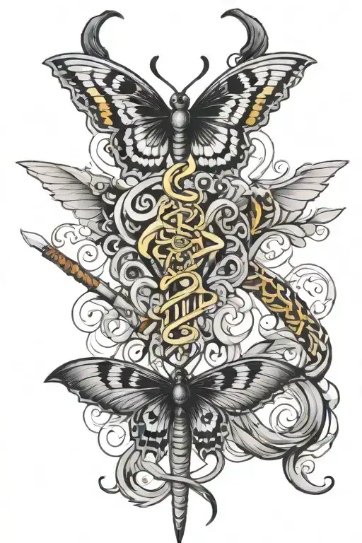 Butterfly And Sword Snakes Wings Made