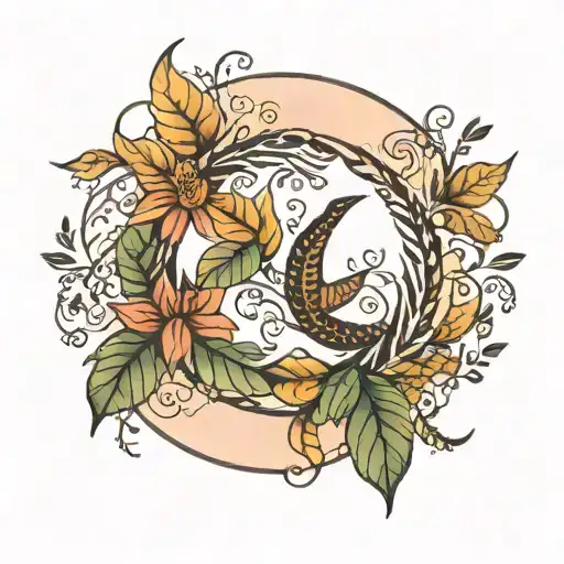 Ouroboros Small Leaves Minimal Thin Circle