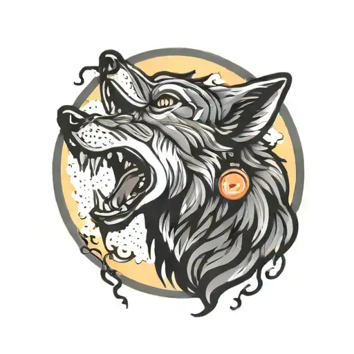Rockabilly Cartoon Wolf Howling