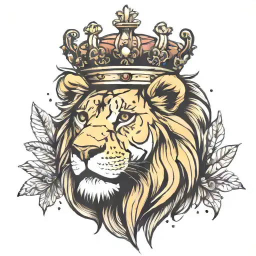 Lion With Crown And Butterflies