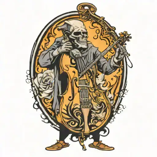 Death In A Cloak Playing An Upright Bass